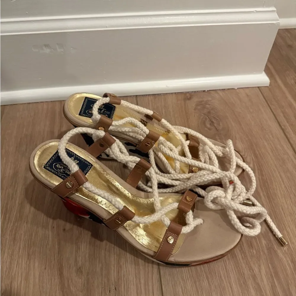 Milly for Sperry Topsider Floral Wedge Sandals with rope lace up